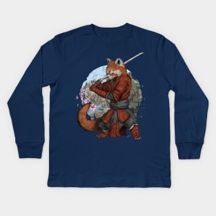 Red Panda Samurai Kids Long Sleeve T-Shirt